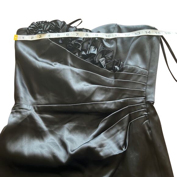 White House Black Market Suze 4 Black Satin Strapless Dress Semi Formal Holiday - Picture 8 of 10